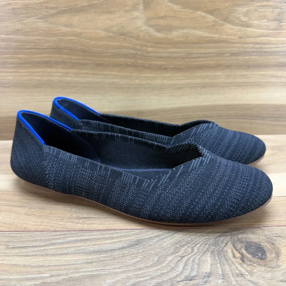 Rothys Round Toe Womens 7.5 Heather Black Comfort Light‎ Weight Ballet Flat
